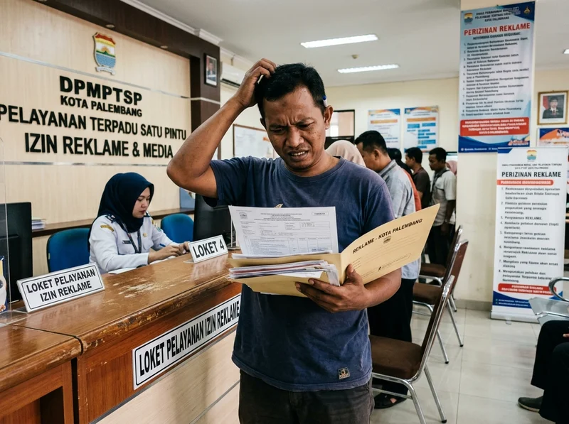 Contoh neon box dan signage toko di Palembang dengan izin reklame yang lengkap